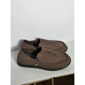 Crocs Men’s Brown Santa Cruz Canvas Slip On Loafers Casual Size 14 Comfort